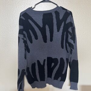 Gray and Black Graphic Sweater